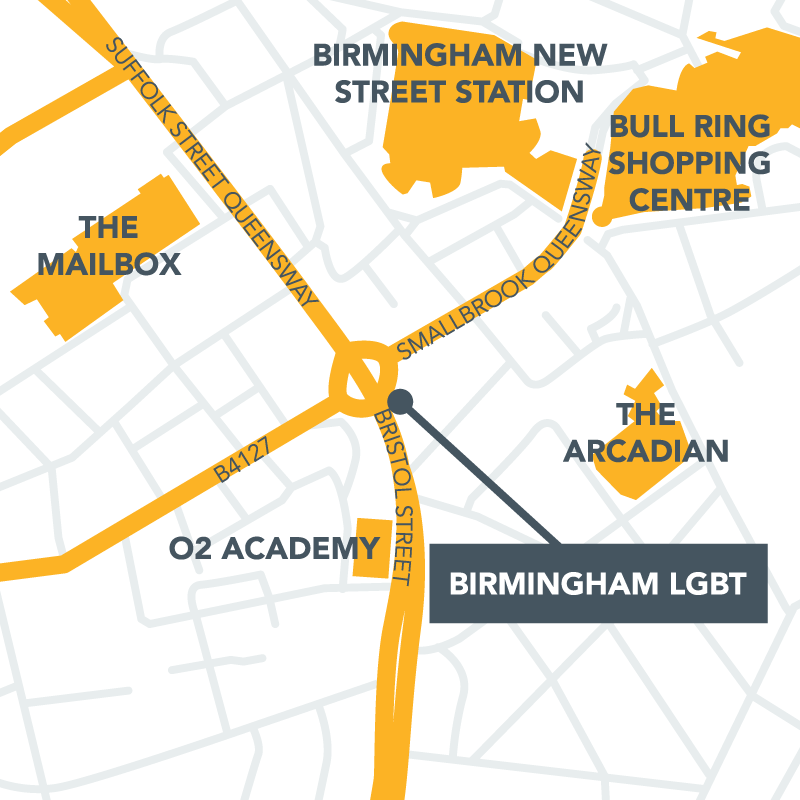 Map showing Birmingham LGBT Centre